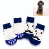 Anti-Slip Dog Socks, 4 Pack, Large, Blue, Knitted, Paw Protection