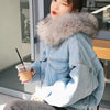 Velvet Thick Denim Jacket Female Winter Big Fur Collar Locomotive Lamb Coat Female Student Short Coat, Size: X(White)