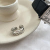 925 Sterling Silver Ladies Twisted Double Layer Open Ring, Specification:J1998