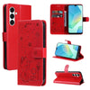 For Samsung Galaxy A26 5G Global Cat Bee Embossing Pattern Shockproof Leather Case(Red)