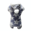 Navy Blue Dog Flannel Hoodie, Warm Coral Fleece, Size M