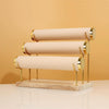 Three Layer Wooden Bottom Metal Stand Jewelry Display Stand Bracelet Watch Bangle Show Rack, Color: Rice Yellow