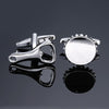 Men Shirts Enamel Lacquered Cufflinks, Color: Silver Beer Cap Bottle Opener