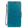 For iPhone XR Embossed Butterfly Pattern Horizontal Flip Leather Case with Card Slot & Holder & Wallet & Lanyard (Blue)