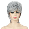 Short Hair Female Wigs Fluffy Fiber Set(Silver White)