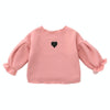 Autumn and Winter Warm Cute Puff Sleeve Top Heart-shaped Embroidered Sweatshirt Girls Tops, Height:90cm(Pink)