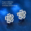 Sakura Earrings 925 Silver Needle Flower Earrings(50 Points Mosan Diamond White Gold)