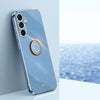 For Samsung Galaxy S25+ 5G XINLI Straight 6D Plating Gold Edge TPU Shockproof Case with Ring Holder(Celestial Blue)