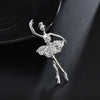 Crystals Flower Skirt Ballet Dancer Ballerinas Brooch(Silver)