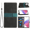For Samsung Galaxy A53 5G Grid Stitching Leather Phone Case with Lanyard(Black)