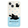 For iPhone 15 Plus Skin Feeling Jelly TPU Hybrid PC Phone Case(Swimming Black Cat White)