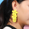 1 Pair Multilayer Flower Earrings Alloy Paint Long Earrings(Red)