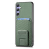For Samsung Galaxy S25+ 5G Carbon Fiber Card Bag Fold Stand Phone Case(Green)
