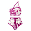 Retro Split Sexy One-Shoulder Swimsuit Chiffon Beach Skirt Swimsuit, Size: XL(Purple Suit)