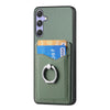 For Samsung Galaxy S25+ 5G Carbon Fiber Card Wallet Ring Phone Case(Green)