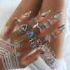 13pcs/set Vintage Diamond Engraved Crown Star Gemstone Ring(Silver SKU0737)