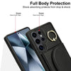 For Samsung Galaxy S25 Ultra 5G Ring Holder Card Bag Skin Feel Phone Case(Black)