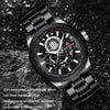 VAVA VOOM 2311P-YH Silver Shell Black Belt Men Waterproof Sports Luminous Calendar Casual Quartz Hollow Watch