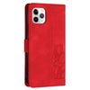 For iPhone 11 Pro Tulips Embossed Leather Phone Case with Lanyard(Red)