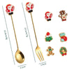 2pcs /Pack Christmas Gift Spoon Cartoon Fruit Fork Dessert Coffee Scoop, Style: Gingerbread (Pink Box)