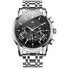 OLEVS 2892 Men Multifunctional Business Waterproof Quartz Watch(Black + Silver)