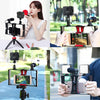 PULUZ 4 in 1 Vlogging Live Broadcast LED Selfie Fill Light Smartphone Video Rig Kits with Microphone + Tripod Mount + Cold Shoe Tripod Head for iPhone, Galaxy, Huawei, Xiaomi, HTC, LG, Google, and Other Smartphones(Red)