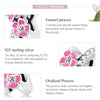 S925 Sterling Silver Pink Flower Beads DIY Bracelet Necklace Accessories