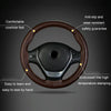 38cm Four-season Embossed Cowhide Hand-sewn Steering Wheel Cover(Brown)