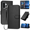 For Samsung Galaxy A36 5G YX0070 Carbon Fiber Buckle Leather Phone Case with Lanyard(Black)