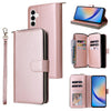 For Samsung Galaxy A35 5G 9-Card Slots Zipper Wallet Bag Leather Phone Case(Rose Gold)
