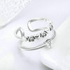 S925 Sterling Silver Ring Delicate Heart Diamond Open Female Ring