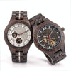 Hollow Dial Wooden Strap Men Mechanical Watch(D27-1)