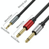 0.3m Gold Plated 3.5mm TRS Stereo to Dual 6.35mm TS Mono Y Splitter Adapter Audio Cable(Black)