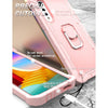 For LG Velvet PC + Rubber 3-layers Shockproof Protective Case with Rotating Holder(Rose Gold)