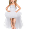 White Girls Lace Sling Dress Mesh Tutu Party Dress, KId Size:7-9 age120-140cm