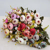 2 Bundle Retro Tea Roses Bride Bouquet Artificial Flowers(Light Purple)