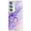 For Samsung Galaxy A56 5G Electroplated Marble Texture Ring Holder Phone Case(Purple S3)
