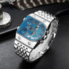 Oulm 9315 Multi Time Zone Large Dial Luminous Men Watch Steel Strap Casual Quartz Watch(Silver)