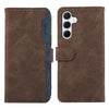 For Samsung Galaxy A36 5G ABEEL Color Block Magnetic RFID Leather Phone Case(Brown-Blue)