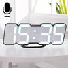 Modern 3D LED Sound Control Colorful Digital Alarm Clock Adjust Brightness Electronic Wall Glowing Hanging Clock with Remote Control(Black)