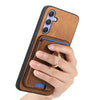 For Samsung Galaxy M54 / F54 5G Retro Cross Leather Ring Vertical Insert Card Bag MagSafe Phone Case(Brown)