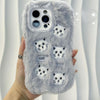 For iPhone 14 Pro Max Cute Embroidery Plush Silicone Phone Case(Gray Cat)