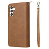 For Samsung Galaxy S25 5G 9-Card Slots Zipper Wallet Bag Leather Phone Case(Brown)