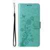For Redmi K70 / K70 Pro Embossed Butterfly Flowers Leather Phone Case(Green)