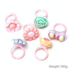 100 PCS Children Cute Cartoon Resin Flower Animal Heart Bow-knot Ring, Frosted Surface