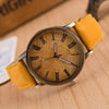 Denim Texture Style Round Dial Retro Digital Display Women & Men Quartz Watch with PU Leather Band(Yellow)