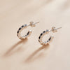 S925 Sterling Silver Geometric Simple Fashion Ear Studs Women Earrings, Color:Black Zircon Silver