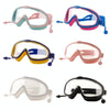 Children Anti-fog Large Frame Swimming Goggles With Conjoined Earplugs(Pink Green)