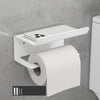 Stainless Steel Bathroom Roll Paper Holder No-Punch Cell Phone Storage Shelf, Style: Paper Rack (White