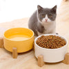 15.5cm/850ml Cat Bowl Dog Pot Pet Ceramic Bowl, Style:Single Bowl With Wooden Stand(Green)